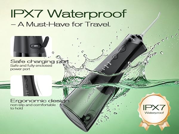 IPX7 Waterproof cordless dental water flosser