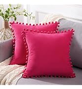 Top Finel Hot Pink Throw Pillow Covers 16x16 Inch Decorative Couch Pillow Coves Set of 2 Fuschia ...