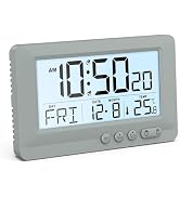 AMIR Travel Alarm Clock Battery Operated, LCD Display Digital Clock, 5-Minute Snooze, 5-Second Ba...