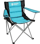 VILLEY Camping Chairs, Padded Folding Chair, Outdoor Portable High Camp Chair, Foldable Outside A...