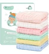 Orighty Muslin Baby Washcloths Pack of 6 - Soft Face Cloths for Newborn, Absorbent Baby Bath and ...