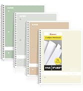 SUNEE Spiral Notebooks Wide Ruled, 1-Subject, 4 Pack, 8 x 10-1/2 inch, 70 Sheets, 3-Hole Punched ...