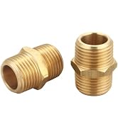 T TANYA HARDWARE 1/2 inch x 1/2 inch NPT Brass Hex Nipple Male Pipe Adapter (2 Piece)