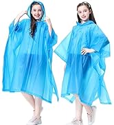 RUISHYY Rain Poncho for Kids (2 Pack), Reusable EVA Children Raincoat Ponchos Rain Jacket with Ho...