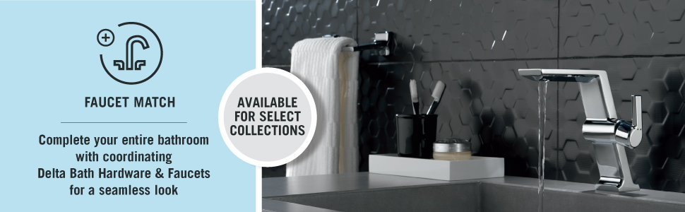 Delta Faucet, match, coordinating, bathroom, bath hardware, collection