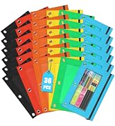 Shemira Pencil Pouch for 3 Ring Binder, 36 Pack Pencil Pouches Bulk in 6 Colors, Binder Pencil Po...