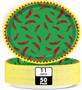 Qyeahkj 50pcs Chili Cook Off Plates Mexican Chili Cook Off Party Decorations Mexican Fiesta Oval ...