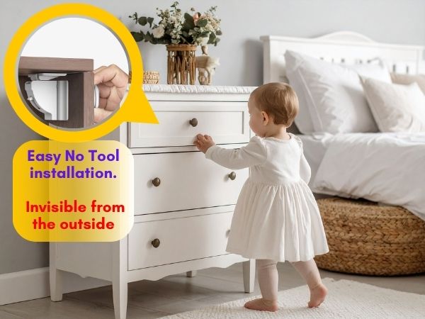 Child Safety Magnetic Cabinet Locks Children Proof Cupboard Baby Locks Latches for Cabinets Drawers