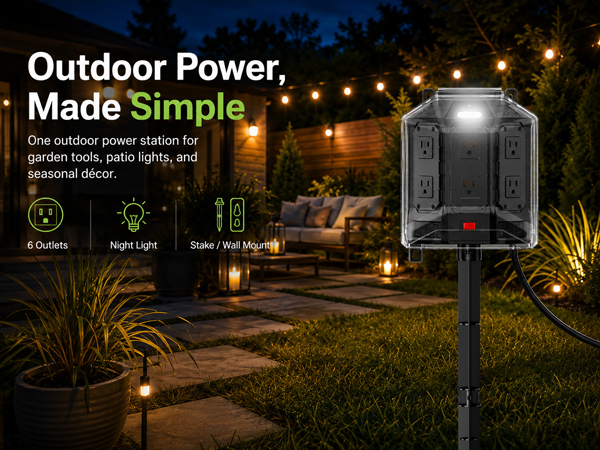 outdoor power stake waterproof