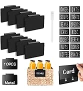 10 Pack Metal Basket Labels Set, Labels for Storage Bins Clip on, Removable Bin Labels, Pantry La...