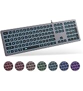 POWZAN Aluminum Quiet Wired Keyboard Backlit- Slim Chiclet Keyboard Compatible with Apple iMac, M...