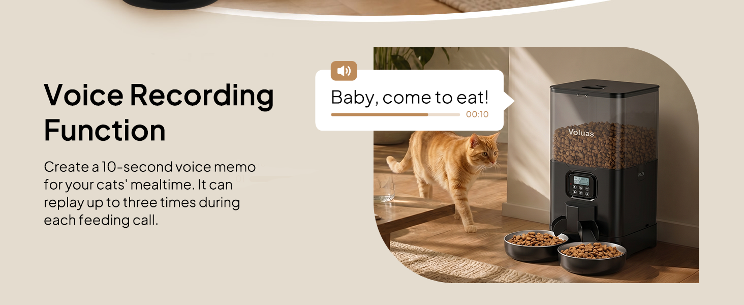 Voluas Automatic Cat Feeder for Two Cats