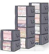10 Pack Clothes Storage Bags, 90L Large Blanket Storage Bag Comforter Storage Bin with Reinforced...