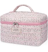 Gosect Large Makeup Bag, Cute Cosmetic Bag for Women Girls, Floral Coquette Aesthetic Toiletry Ba...