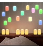 Nimiko Floating Tea Lights Candles,20 PCs Flameless Hanging Candles with Remote,12 Color Changing...