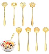 8 Pcs Gold Flower Coffee Tea Stirring Spoons Set,Stainless Steel Tea Spoons & Coffee Spoons with ...