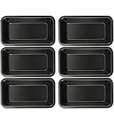 Lawei 6 Piece Non-Stick Mini Loaf Pan - 3.5 x 6 Inch Carbon Steel Bread and Toast Mold, Little Ba...