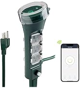 HBN Outdoor Smart Plug Waterproof WiFi Outdoor Outlet Timer with 6 Grounded Outlets, Remote & Voi...