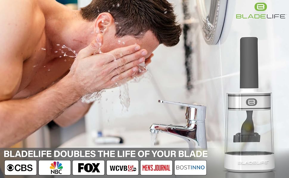 Guy washing face with BLADELIFE