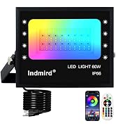 Indmird LED RGB Floodlight, Color Changing Floodlight, Smart LED Flood Lights, White 2700K & 16 M...