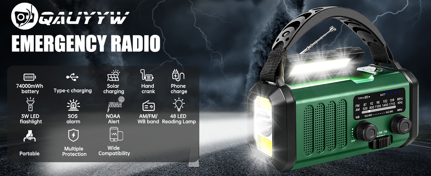 crank radio flashlight cell phone charger