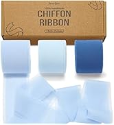 Chiffon Ribbon, 1.5in x 3 Rolls Total 24yd Handmade Chiffon Silk Ribbons Fringe & 15 Cards for Gi...
