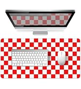 Red Checkered Desk Mat Large Mouse Pad Cute Desk Pad Keyboard Computer Mat | Kawaii Aesthetic Lap...