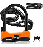 NDakter Bike Locks Heavy Duty Anti Theft, 18mm Bicycle Combo U Lock, 4-Digit Resettable Combinati...