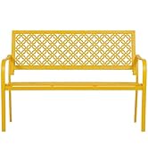 ONBRILL 50" Outdoor Bench, Garden Benches with Galvanized Metal Frame, Front Porch Bench with Flo...