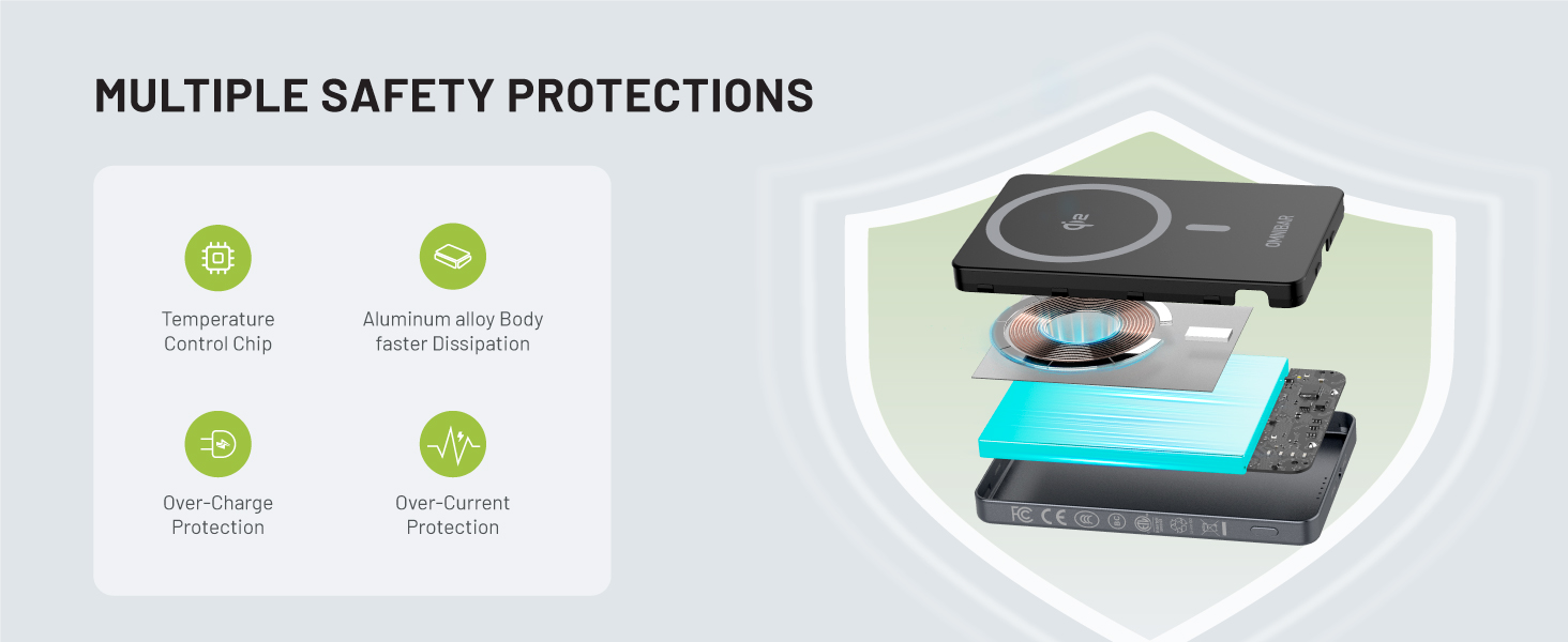 MagSafe Power Bank with multiple safety protections for secure and reliable charging