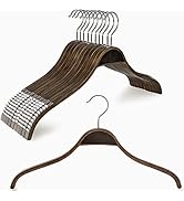 TOPIA HANGER Slim Wooden Hangers with Extra Soft Non-Slip Rubber Grips, 10-Pack High-Grade Fashio...