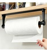 Gewtur Paper Towel Holder Under Cabinet, Black Aluminum Alloy Kitchen Roll Holder with Self Adhes...