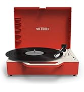 Victrola Re-Spin Sustainable Suitcase Vinyl Record Player, 3-Speed (33 1/3, 45 & 78 RPM), Belt-Dr...