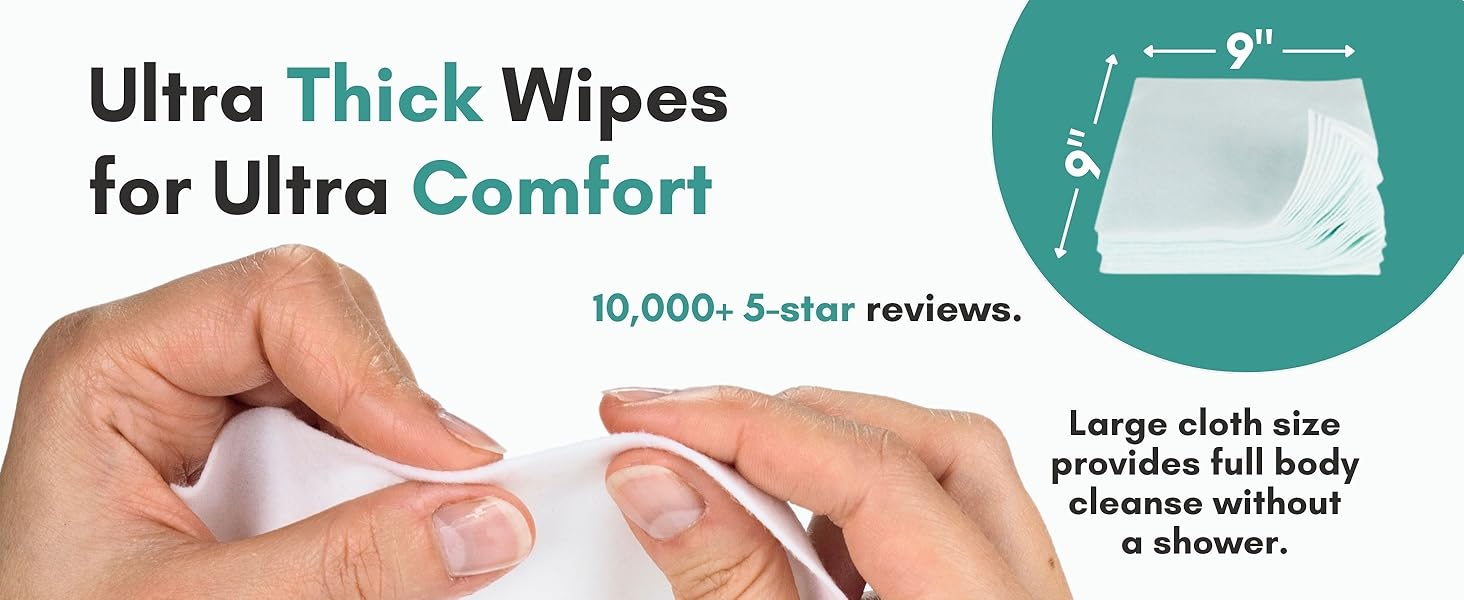 large full body wipes waterless, shower replacement wipes