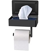 Black Toilet Paper Holder Wall Mounted with Shelf & Wipes Storage – Stainless Steel SUS304 Modern...