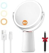 Auxmir 30X/1X Makeup Mirror with Lights, Double Sided Magnifying Mirror with 3-Color Stepless Dim...