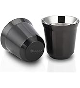 Easyworkz Stainless Steel Espresso Cup 2pcs Set Double Wall Insulated Metal Demitasse Cups 2.5 oz