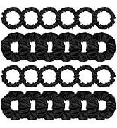 24Pcs Satin Scrunchies, Satin Hair Ties Silk Scrunchies Hair Accessories Black Hair Elastics Band...