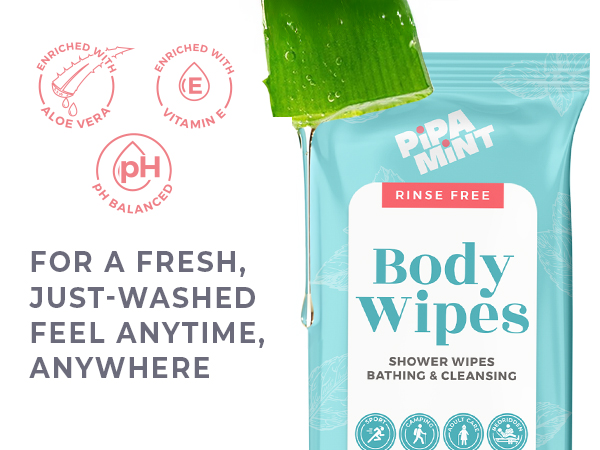 Pipa Mint Body Wipes for bathing no rinse