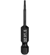 HARFINGTON Flat Hex Head Drill Bit H1.5 (1.5mm) Magnetic Tip 1/4" Hex Shank 50mm (2") Long S2 Ste...