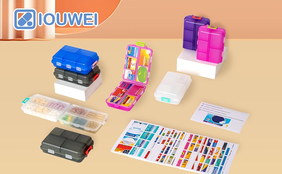 iouwei Pill Organizer with Medicine Label