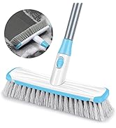 Scrub Brush Floor Brush with Long Handle, Deck Brush Floor Scrubber 2 in 1 Scrape Brush Stiff Bri...