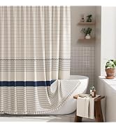 AmazerBath Boho Shower Curtain, Modern Farmhouse Shower Curtain Set with Tassels, Rustic Faux Lin...