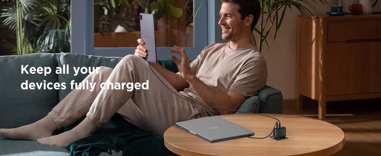 wegear 100W USB C Charger Block, 3-Port Foldable Slim GaN Wall Charger, Fast Laptop Charger