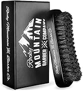 Men's Hair Brush- 100% Pure Black Boar Hair Natural Bristle for Beard, Moustache - Firm Military ...