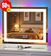FENCHILIN Vanity Mirror with Lights, 23" x 18" RGB Backlit + Front Lit Hollywood Makeup Vanity Mi...