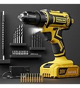 Cordless Drill Set, 20V Power Drill with Battery 2.0Ah and Charger, 3/8-Inch Keyless Chuck Electr...