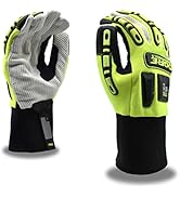 Cordova 7720 High-Visibility Impact Gloves, Corded Canvas Palm, Spandex Back, TPR Impact Protecti...