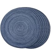 FunWheat Round Braided Placemats Set of 6 Place mats for Dining Tables Woven Heat Resistant Table...