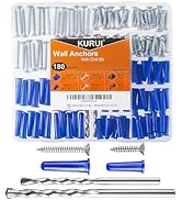 KURUI Concrete Anchors for Drywall Masonry Stucco Brick, 180Pcs Wall Hanging Assortment Kit for W...